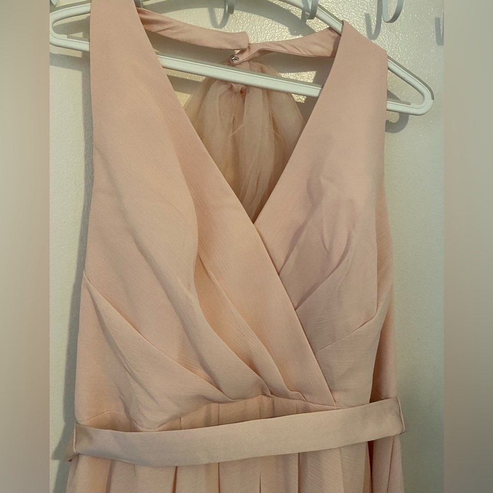 NWT White by Vera Wang Chiffon Halter Dress, Tulle Bow Blush‎ Sz 14 - Picture 4 of 13